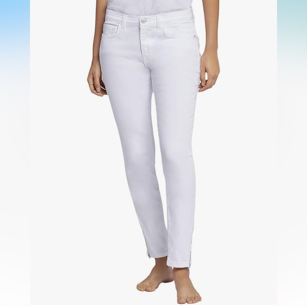 Current/Elliott The Slider Denim White Skinny Slim Jeans Nautical Preppy 30